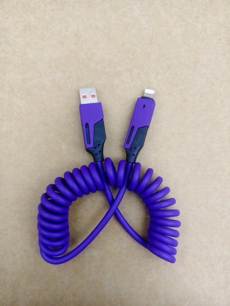 New Model 100W Spring Four-In-One Silicone Data Cable Retractable Two-In-One Suitable For Huawei And Apple 17 Charging - Image 1